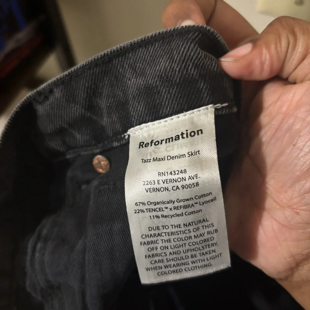 Reformation Tazz Maxi Denim Skirt Washed Black size 27
